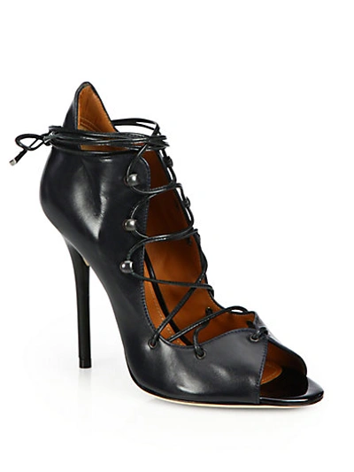 Shop Malone Souliers Savannah Leather Lace-up Ankle Boots In Midnight Blue