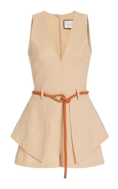 Shop Alexis Women's Darby Belted Crepe Playsuit In Neutral