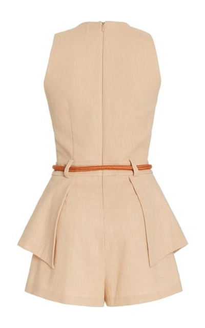 Shop Alexis Women's Darby Belted Crepe Playsuit In Neutral