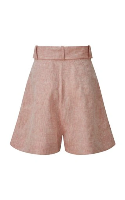 Shop Matthew Bruch Women's Pleated Linen Shorts In Pink