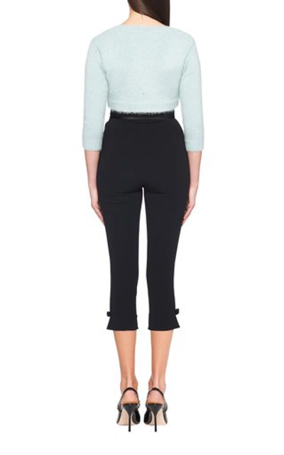 Miu Miu Diamante Embroidered Mohair-knit Cropped Cardigan In Blue