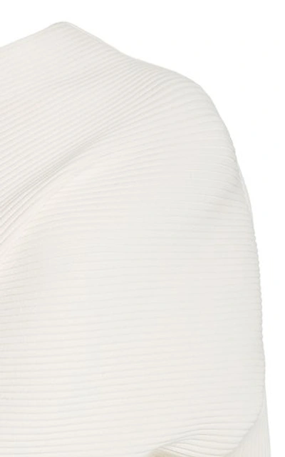 Shop Proenza Schouler Women's Ribbed Knit Gathered Midi Dress In White