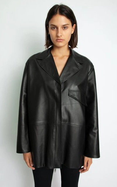 Shop Christopher Esber Charli Leather Jacket In Black