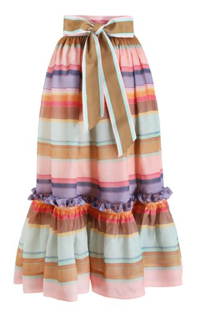 Shop Zimmermann Women's The Lovestruck Rainbow Silk Stripe Skirt