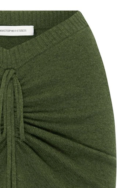 Shop Christopher Esber Ruched Wool-cashmere Drape Skirt In Green