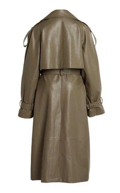 Shop Low Classic Belted Faux Leather Trench Coat In Brown