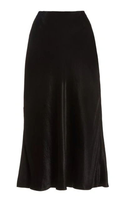 Shop Vince Women's Satin Midi Slip Skirt In Black