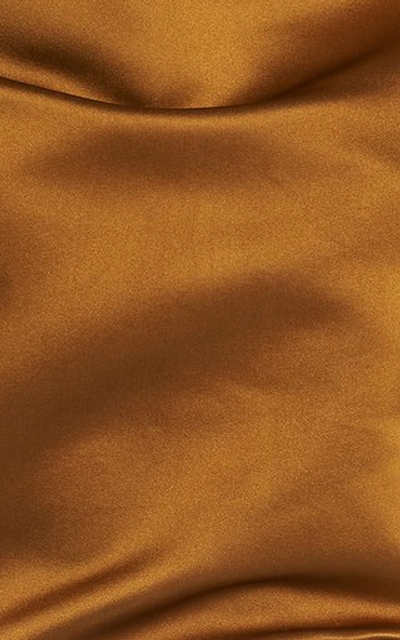 Shop Rosie Assoulin Asymmetric Silk Top In Brown