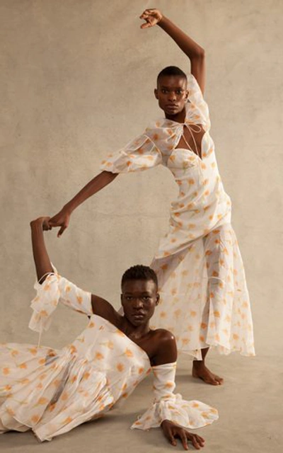 Shop Rosie Assoulin Sliced & Diced Floral-print Cotton-blend Maxi Dress