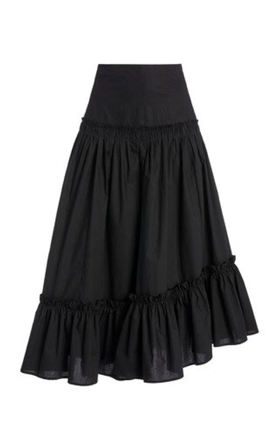 Shop Cara Cara Tisbury Printed Cotton-poplin Midi Skirt