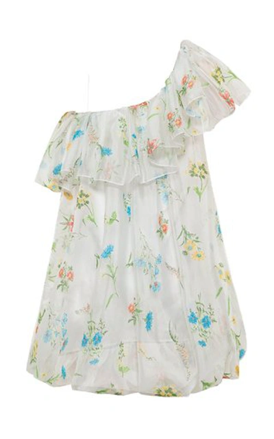 Shop Anna October Inna Floral-print Organza One-shoulder Mini Dress