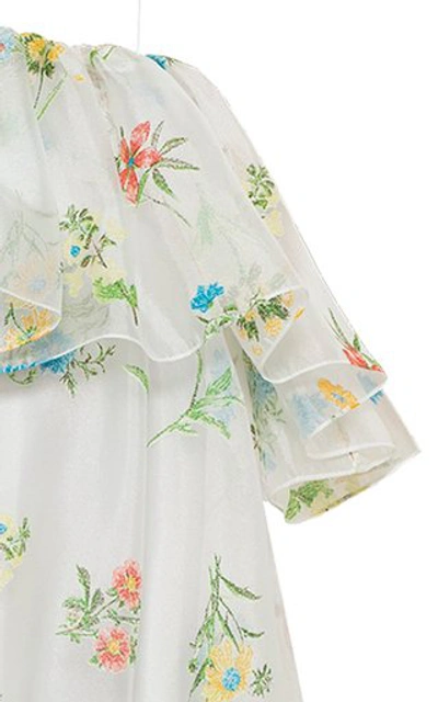 Shop Anna October Inna Floral-print Organza One-shoulder Mini Dress