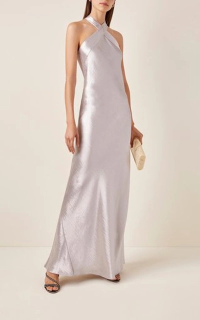 Shop Galvan Women's Eve Silk-satin Gown In Silver