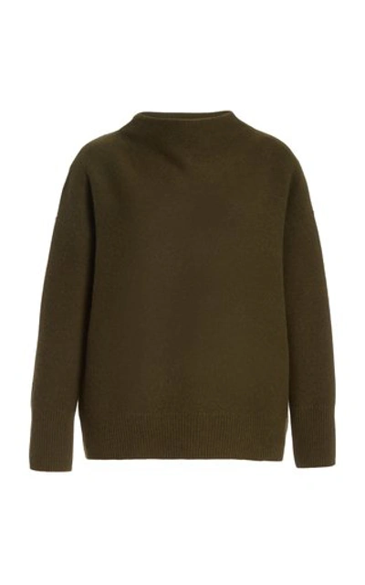 Shop Vince Women's Boiled Cashmere Funnel-neck Sweater In Green,grey