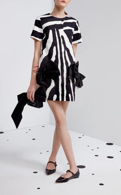 Shop Carolina Herrera Women's Printed Bow-detail Cotton Dress In Black/white