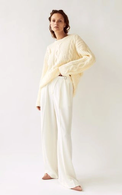 Shop Anna October Women's Oleh Oversized Cableknit Sweater In White