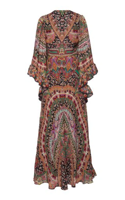 Shop Etro Women's Ruffled Paisley Silk Maxi Dress In Black