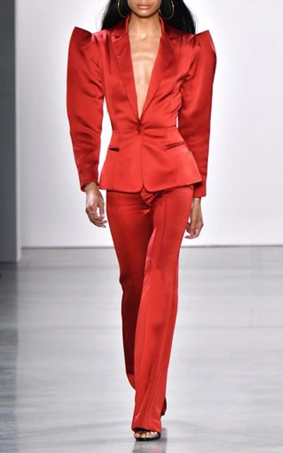 Shop Aliã©tte Low Cut  Suit Jacket In Red