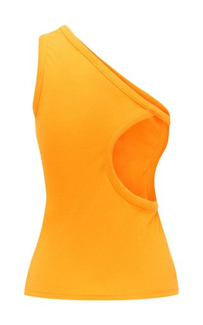 Shop Christopher Esber One-shoulder Cut-out Knit Top In Orange