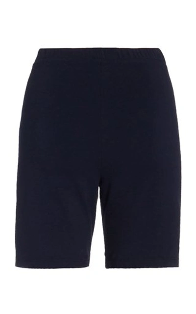Shop Sporty And Rich Women's Rizzoli Printed Cotton Bike Shorts In Navy