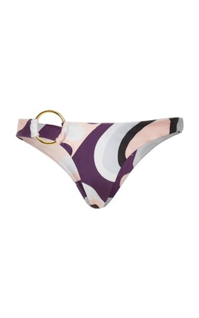 Shop Cin Cin Itsy-bitsy Embellished Printed Bikini Briefs In Purple