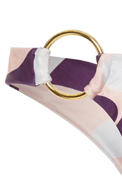 Shop Cin Cin Itsy-bitsy Embellished Printed Bikini Briefs In Purple
