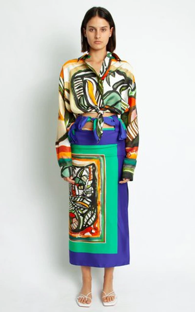 Shop Christopher Esber Bandana Scarf-tie Silk Skirt In Multi