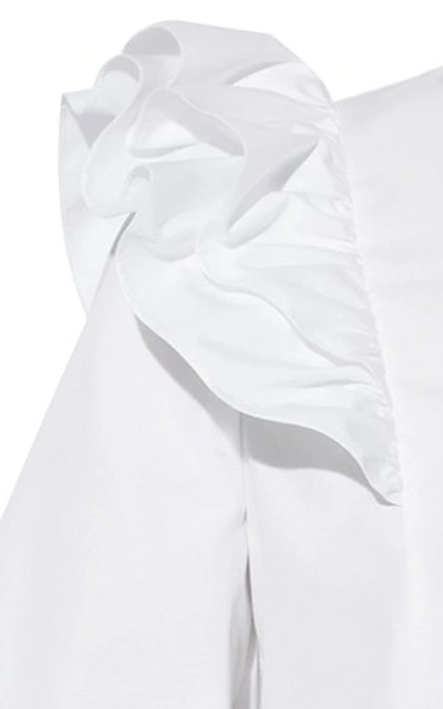 Shop Erdem Women's Caterina Ruffled Cotton Top In White