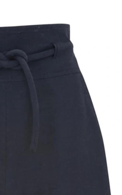 Shop Martin Grant Women's Rope-detailed Linen-blend Wide-leg Trousers In Navy