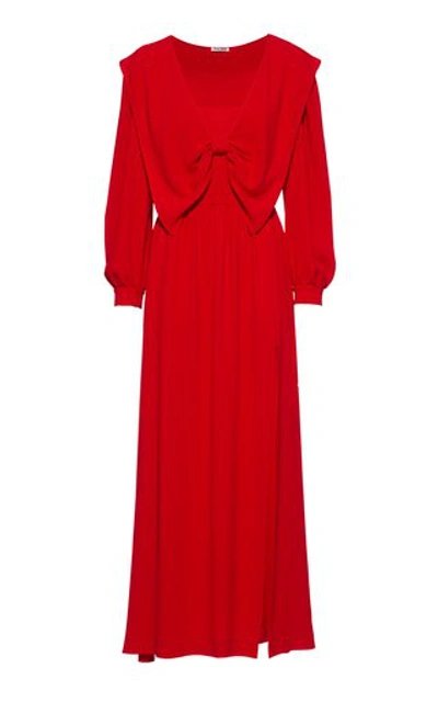 Shop Miu Miu Satin Sable Dress In Red