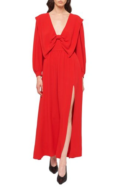Miu Miu Robe Longue En Satin In Red