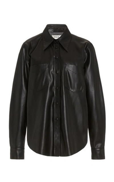 Shop Agolde Women's Paloma Vegan Leather Shirt In Black