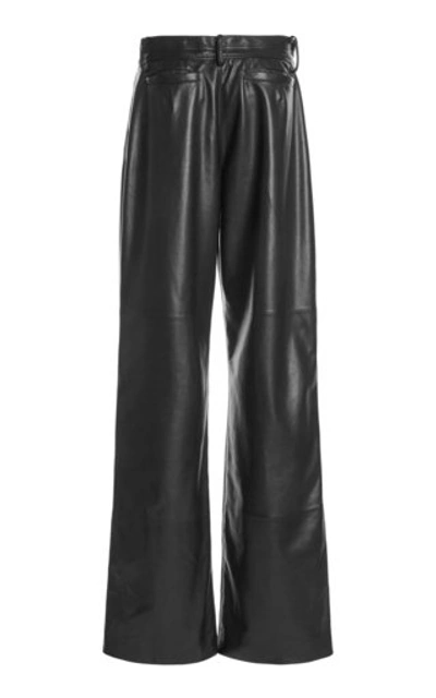 Shop Tom Ford Women's Mid-rise Wide-leg Leather Pants In Black