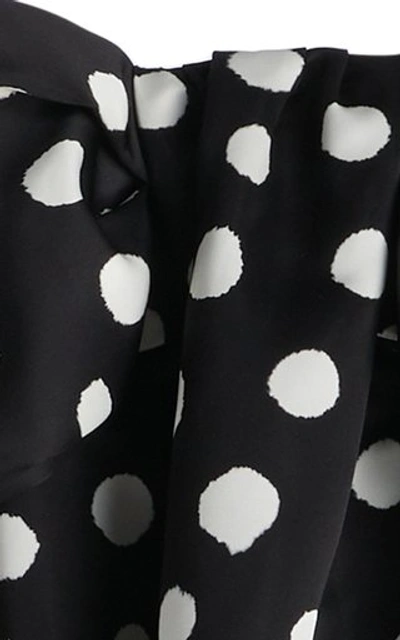 Shop Carolina Herrera Women's Printed Bow-detail Satin Mini Dress In Black,white
