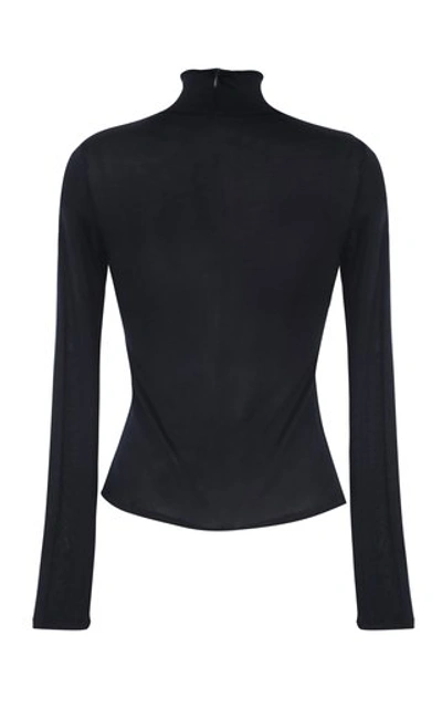 Shop Martin Grant Women's Cotton Jersey Turtleneck Top In Navy