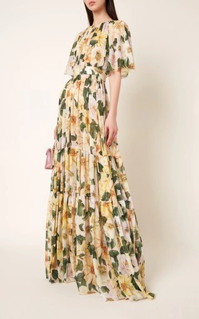 Shop Dolce & Gabbana Women's Camellia-print Silk Chiffon Maxi Dress In Floral