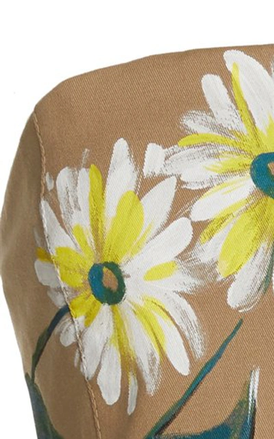 Shop Oscar De La Renta Women's Hand-painted Cotton Strapless Crop Top In Neutral