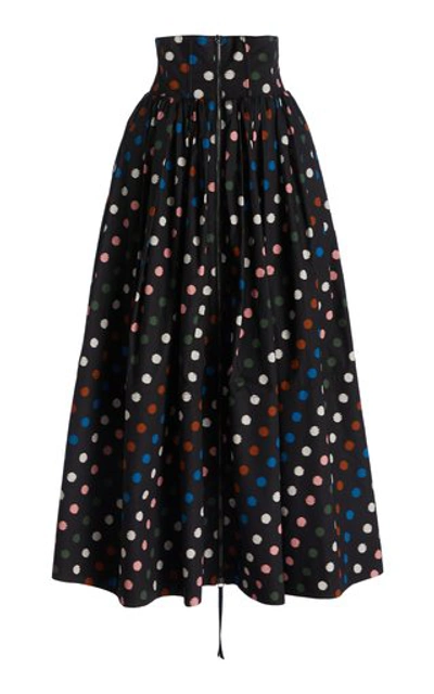 Shop Carolina Herrera Women's High-rise Polka-dot Cotton Maxi Skirt In Multi