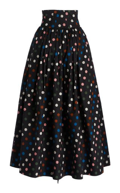 Shop Carolina Herrera Women's High-rise Polka-dot Cotton Maxi Skirt In Multi