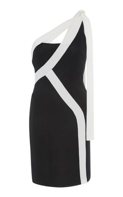 Shop Galvan Women's Two-tone One-shoulder Mini Dress In Black/white
