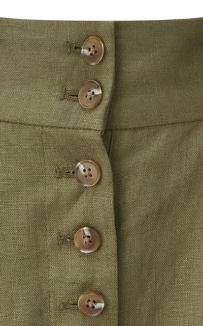 Shop Matthew Bruch Women's Linen Button Shorts In Green