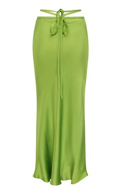 Shop Christopher Esber Loophole Bias Silk Tie Skirt In Green