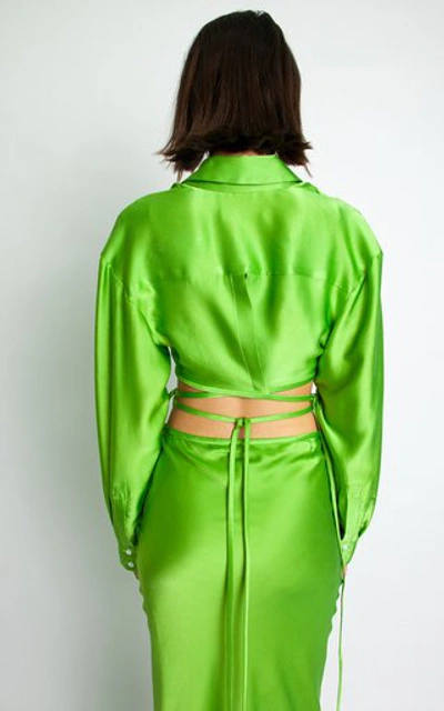 Shop Christopher Esber Loophole Bias Silk Tie Skirt In Green