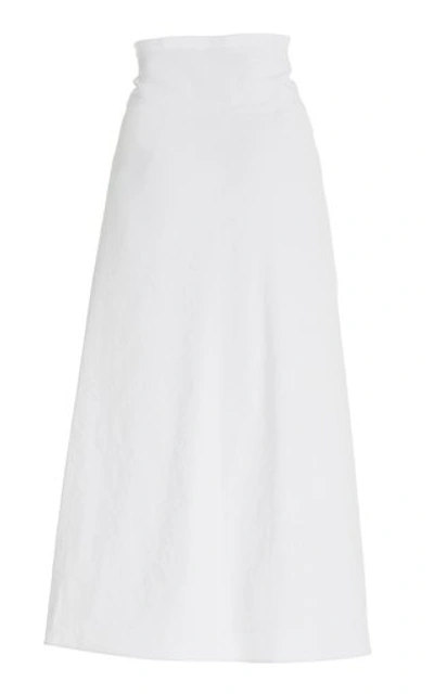 Shop Vince Women's Tie-front Linen-blend Maxi Skirt In White