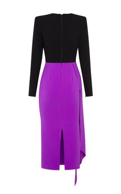 Shop Alex Perry Women's Archer Drape-detailed Two-tone Stretch Crepe Midi Dress In Purple