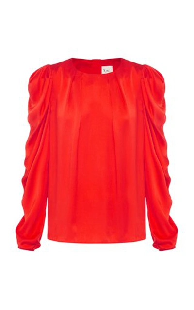 Shop Aje Oxidized Silk Blouse In Red
