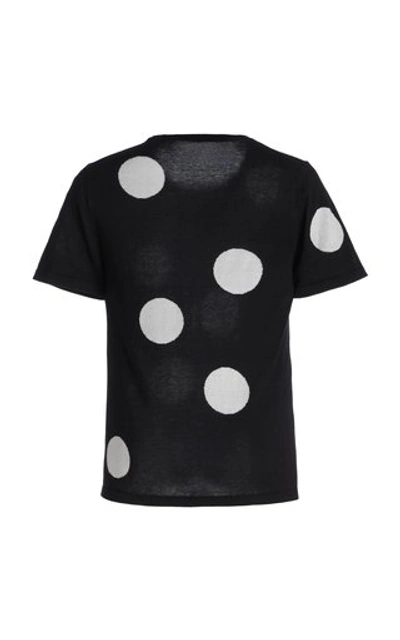 Shop Carolina Herrera Women's Polka-dot Knit Silk-blend Top In Black/white