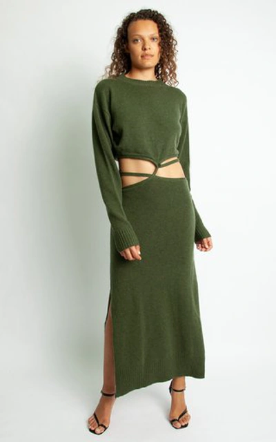 Shop Christopher Esber Wool-cashmere Knit Sweater Dress In Green