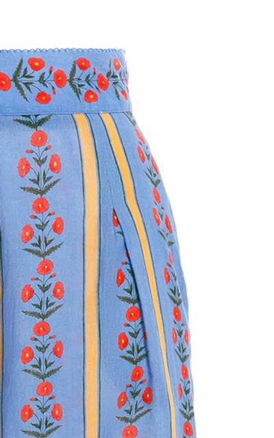 Shop Agua By Agua Bendita Women's Azahar Carmina-print Linen Wide-leg Pants In Blue