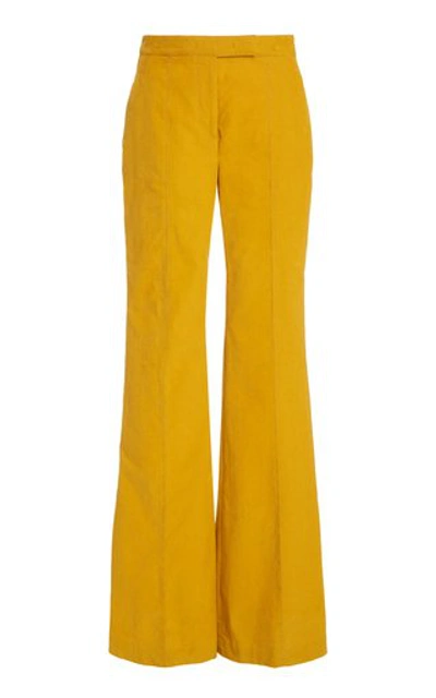Shop Gabriela Hearst Leda Flared Corduroy Trousers In Yellow
